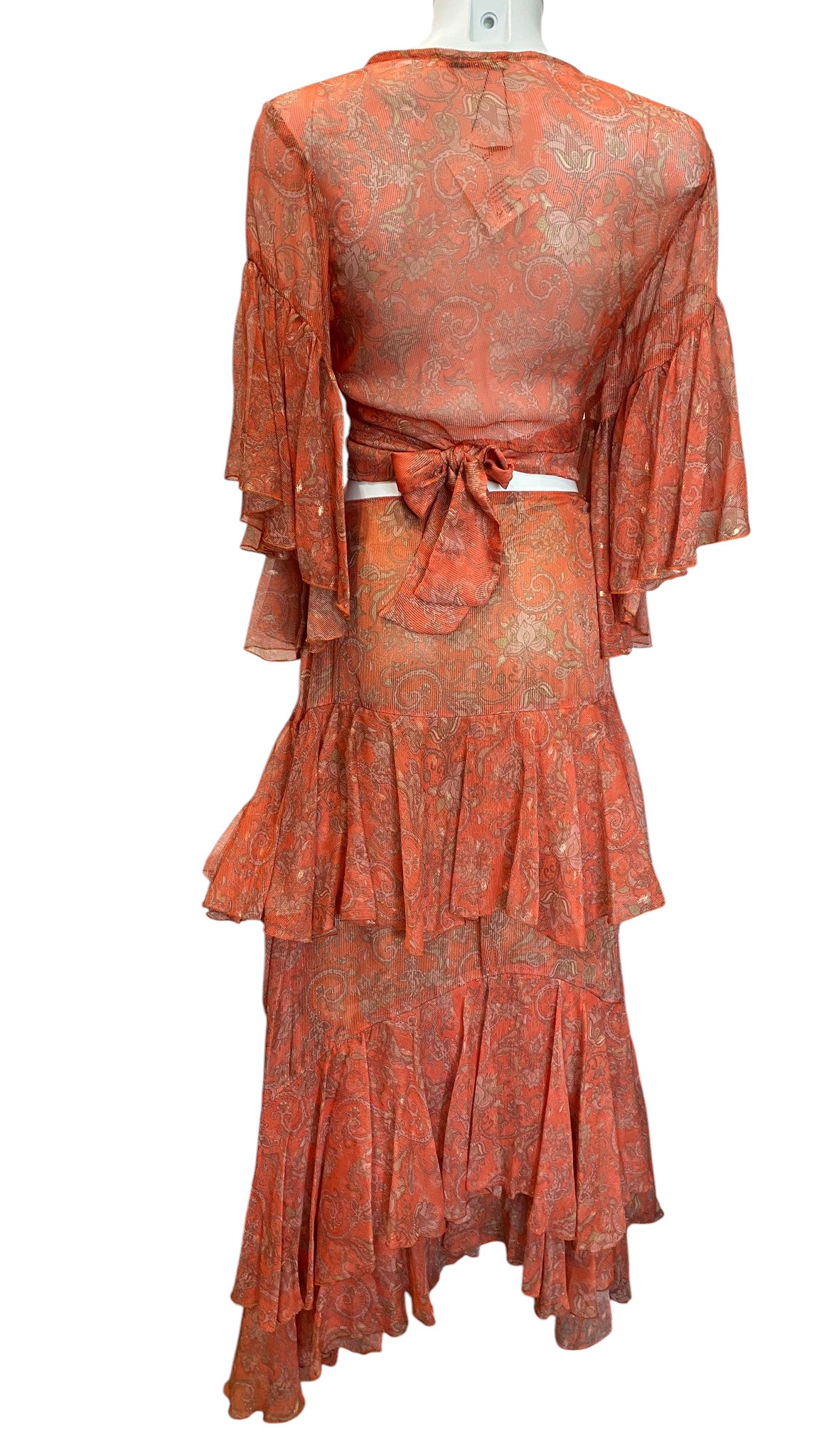Vassia Kostara Orange Co-Ord Set Skirt and Top, Lightweight Designer Set