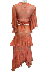 Vassia Kostara Orange Co-Ord Set Skirt and Top, Lightweight Designer Set