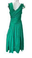 Zimmermann Tiggy Ruched Λινό Μίντι Φόρεμα Πράσινο, Επώνυμο Φόρεμα με Κόψιμο -Μέγεθος 2