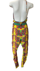 Paolita Yellow Printed Jumpsuit Belted, Statement Resort Jumpsuit - Size Medium