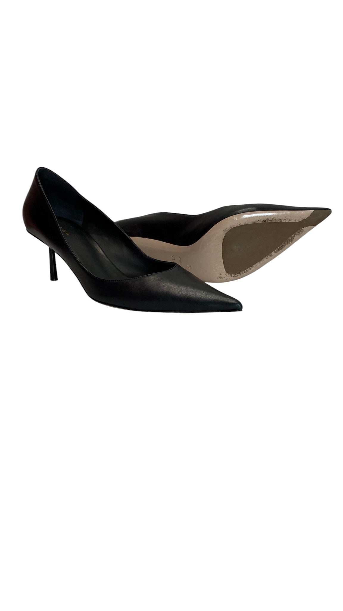 Le Silla Black Pointed Toe Pumps, Classic Leather Heels - Size 40