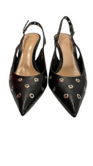 Gianvito Rossi Lydia Sling 70mm Black Leather Pumps, Designer Heels - Size 40