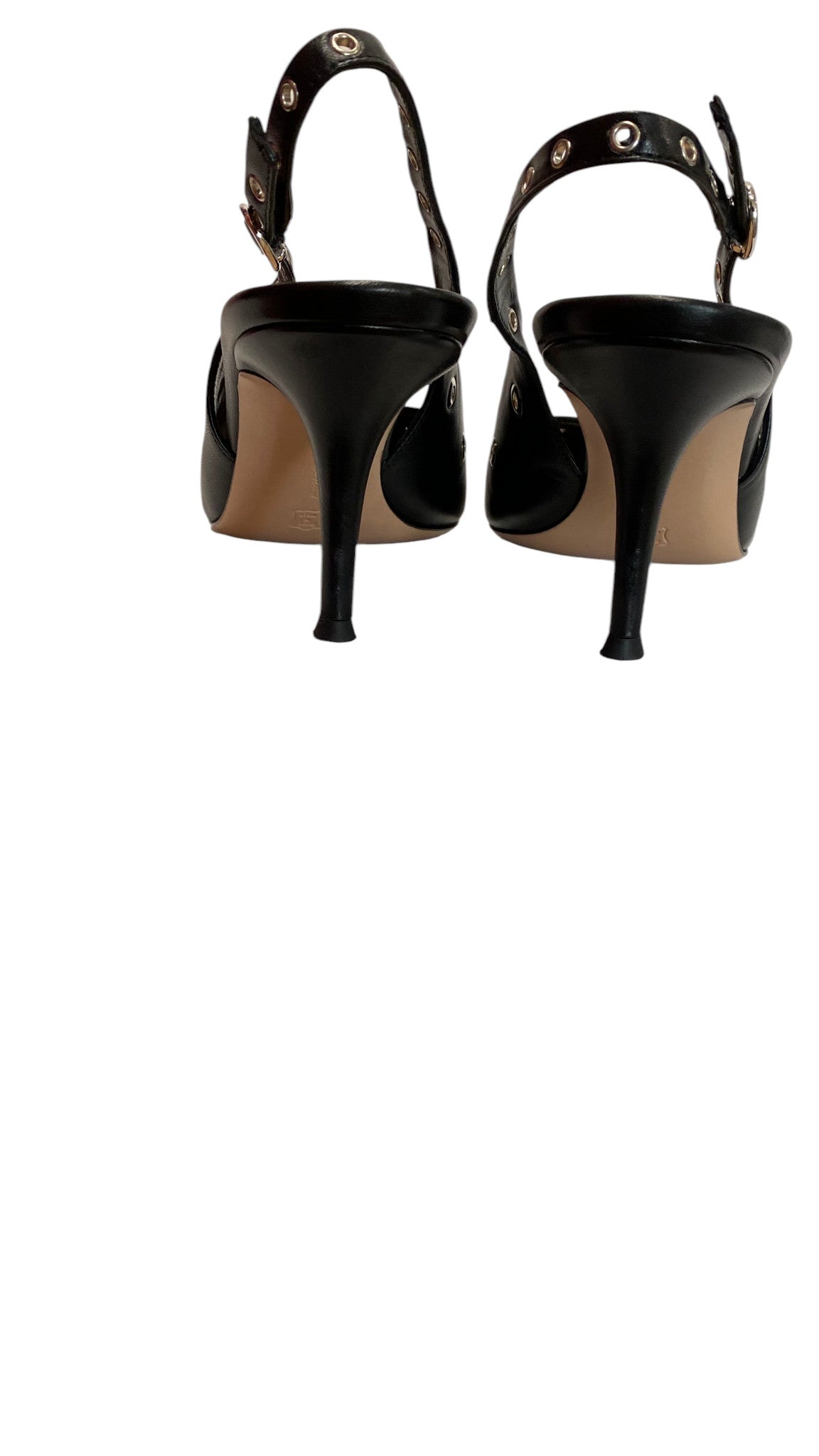 Gianvito Rossi Lydia Sling 70mm Black Leather Pumps, Designer Heels - Size 40