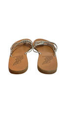 Ancient Greek Sandals Ασημένια Πλεγμένα Δερμάτινα Φλατ, Μίνιμαλ Καλοκαιρινά Σανδάλια - Μέγεθος 38