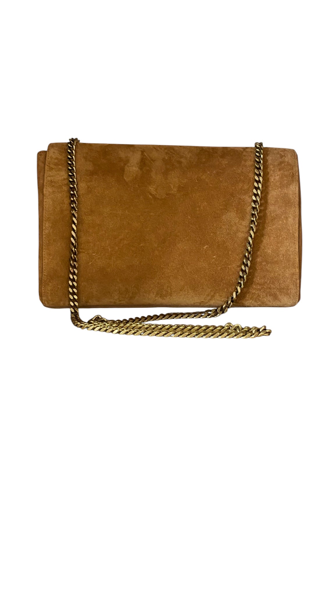 Saint Laurent Kate Medium Reversible Τσάντα Ώμου με Αλυσίδα Καμηλό Σουέτ Λογότυπο YSL