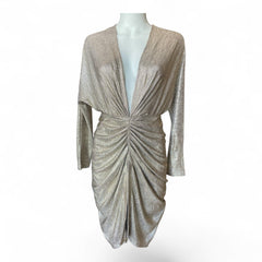 IRO Metallic Silver Ruched Dress – Size 38