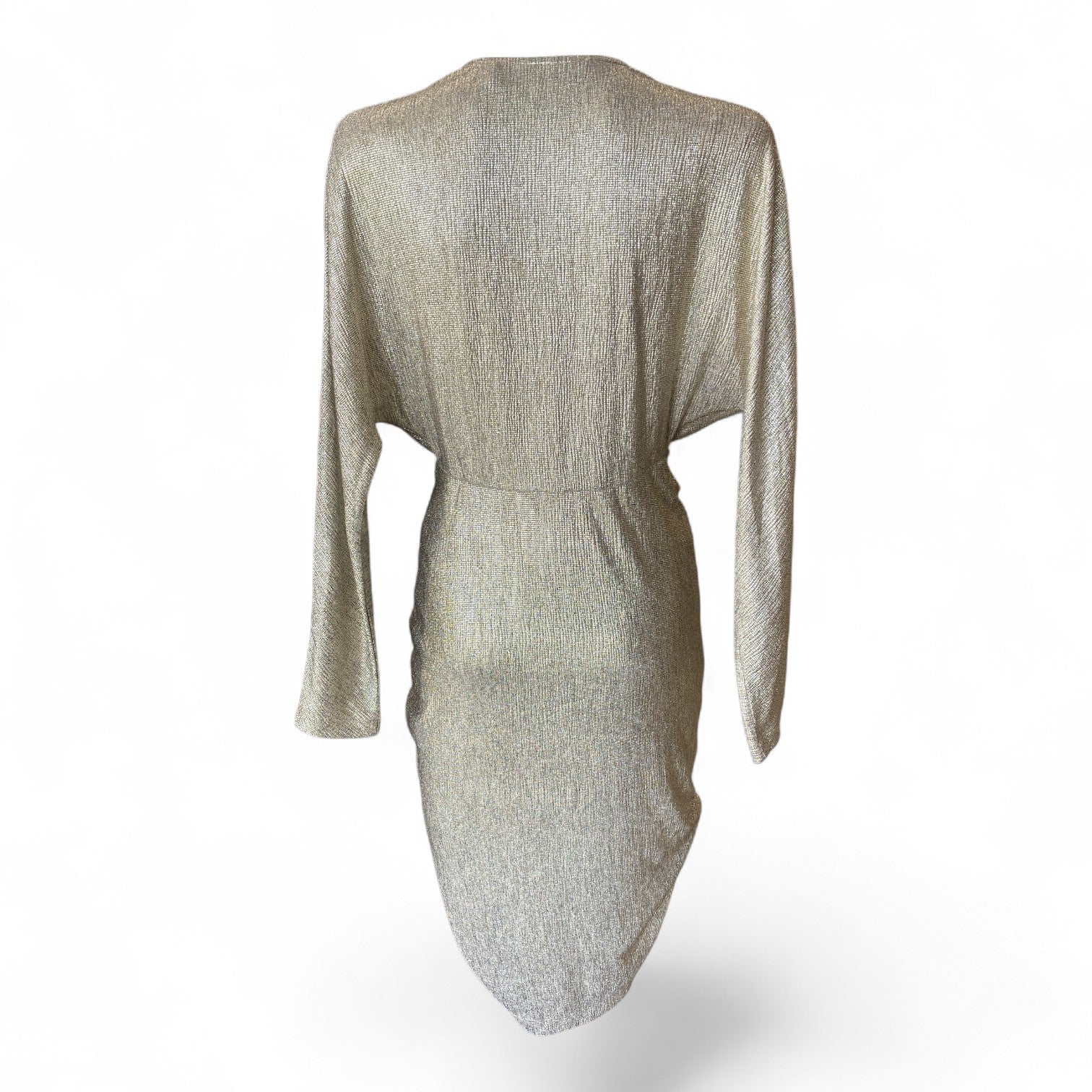 IRO Metallic Silver Ruched Dress – Size 38