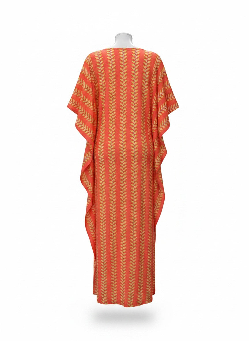 ISSA Coral Kaftan Maxi Dress with Underdress