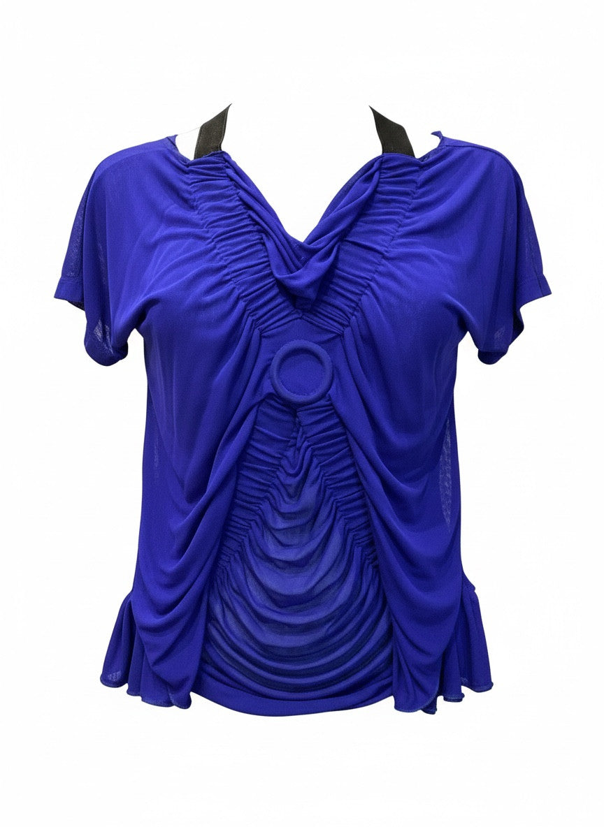 Jean Paul Gaultier Draped Strap Back Top – Blue & Black | Avant-Garde Icon