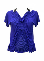 Jean Paul Gaultier Draped Strap Back Top – Blue & Black | Avant-Garde Icon