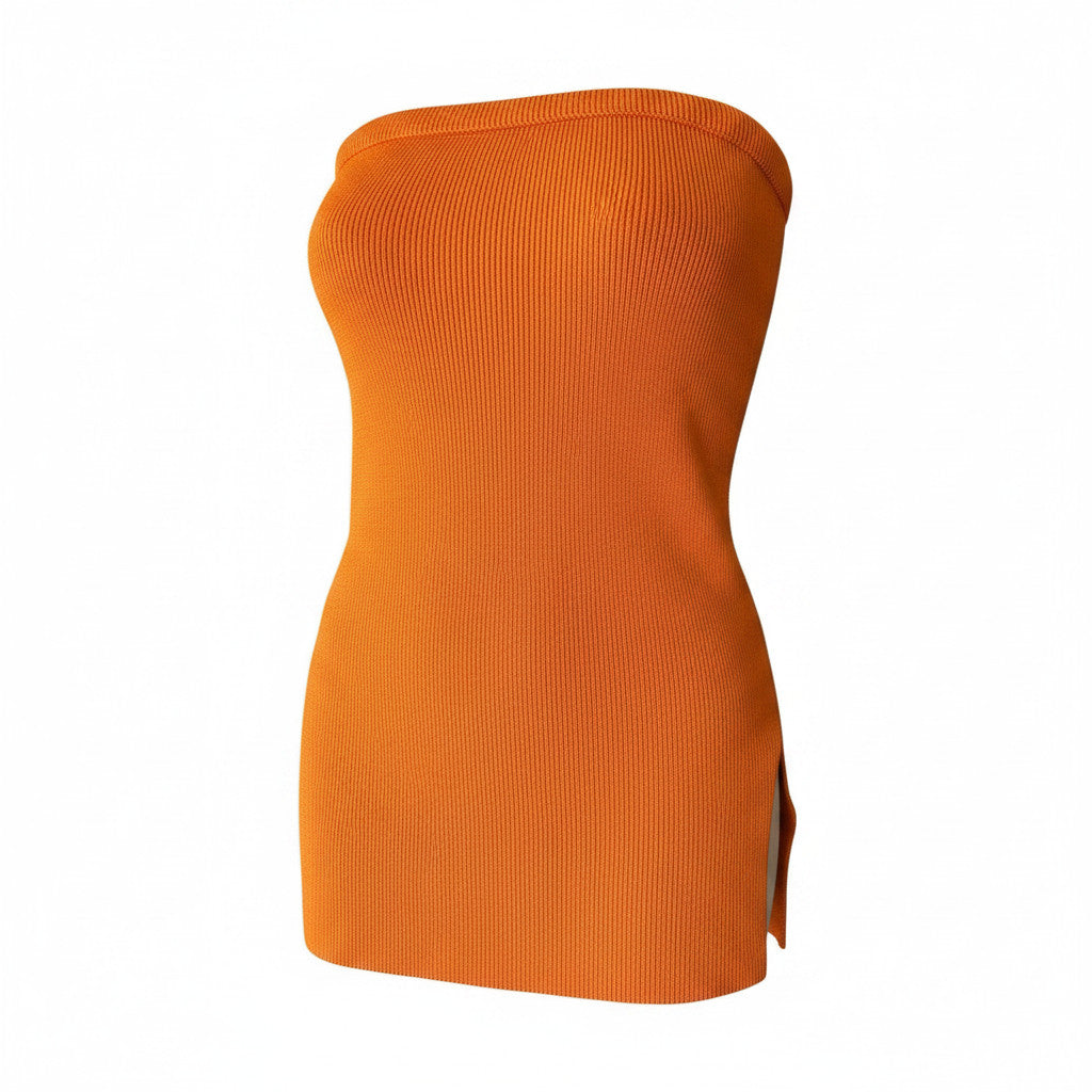 Jil Sander Strapless Knit Top Orange – Size 36