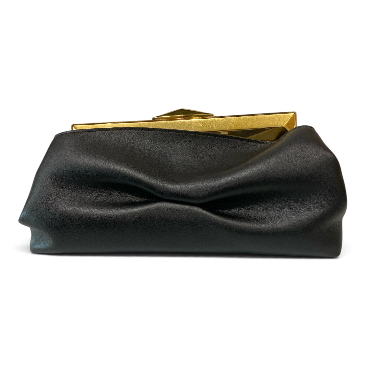 Jimmy Choo Diamond Frame Leather Clutch – Black & Gold