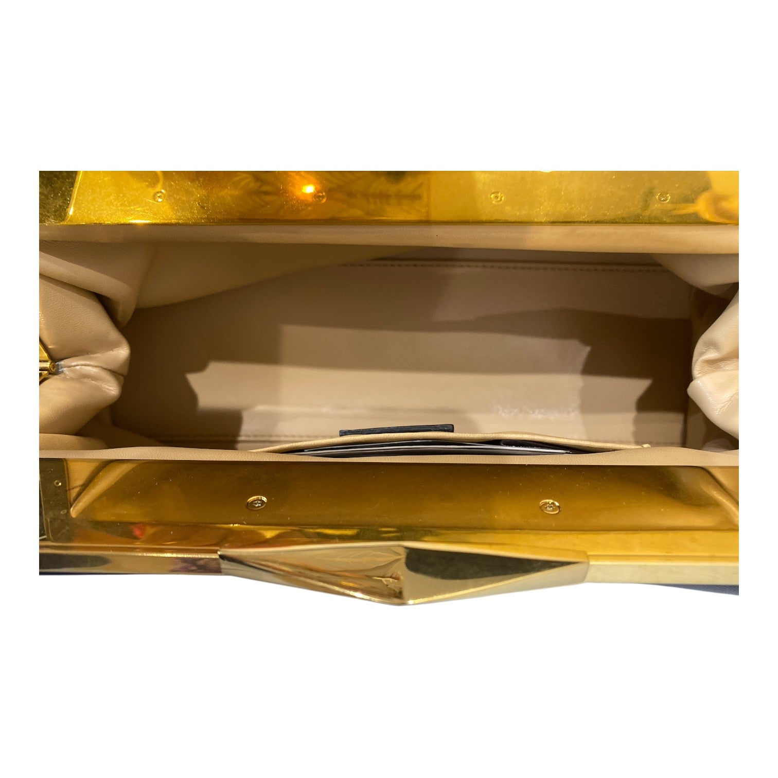 Jimmy Choo Diamond Frame Leather Clutch – Black & Gold