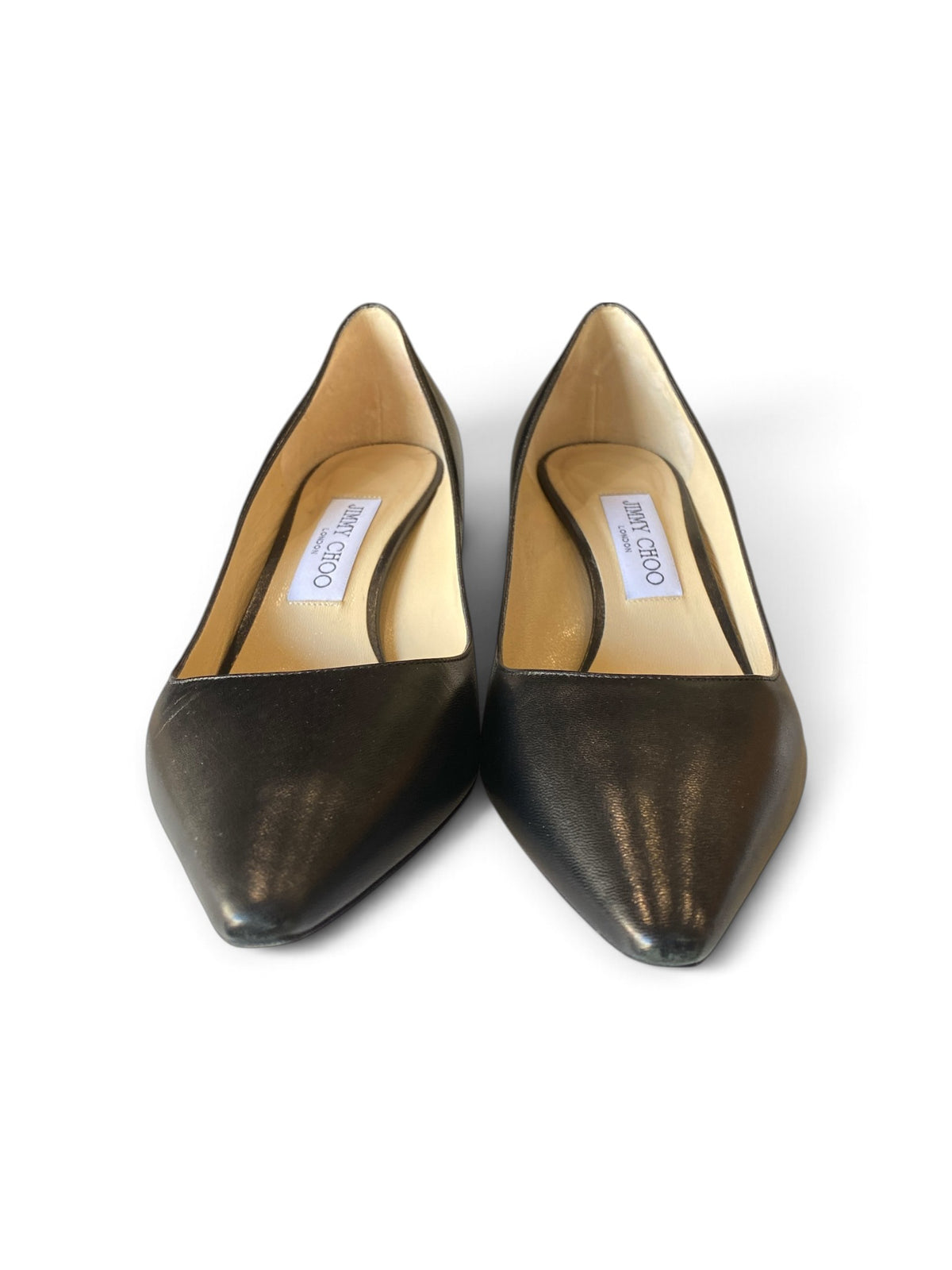 Jimmy Choo Pointed-Toe Leather Pumps – Black – Size 39
