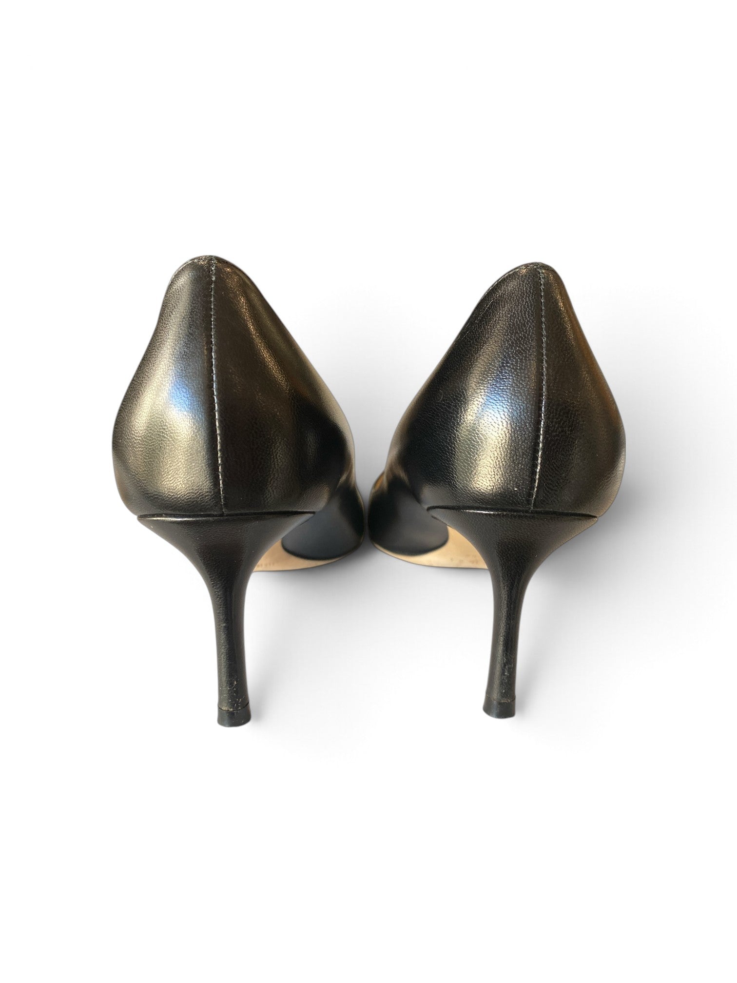 Jimmy Choo Pointed-Toe Leather Pumps – Black – Size 39