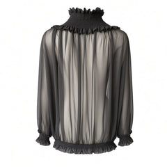 Jitrois Sheer Ruffled Blouse – Black – No Size Tag