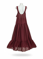 Kalita Burgundy Silk Maxi Dress – One Size