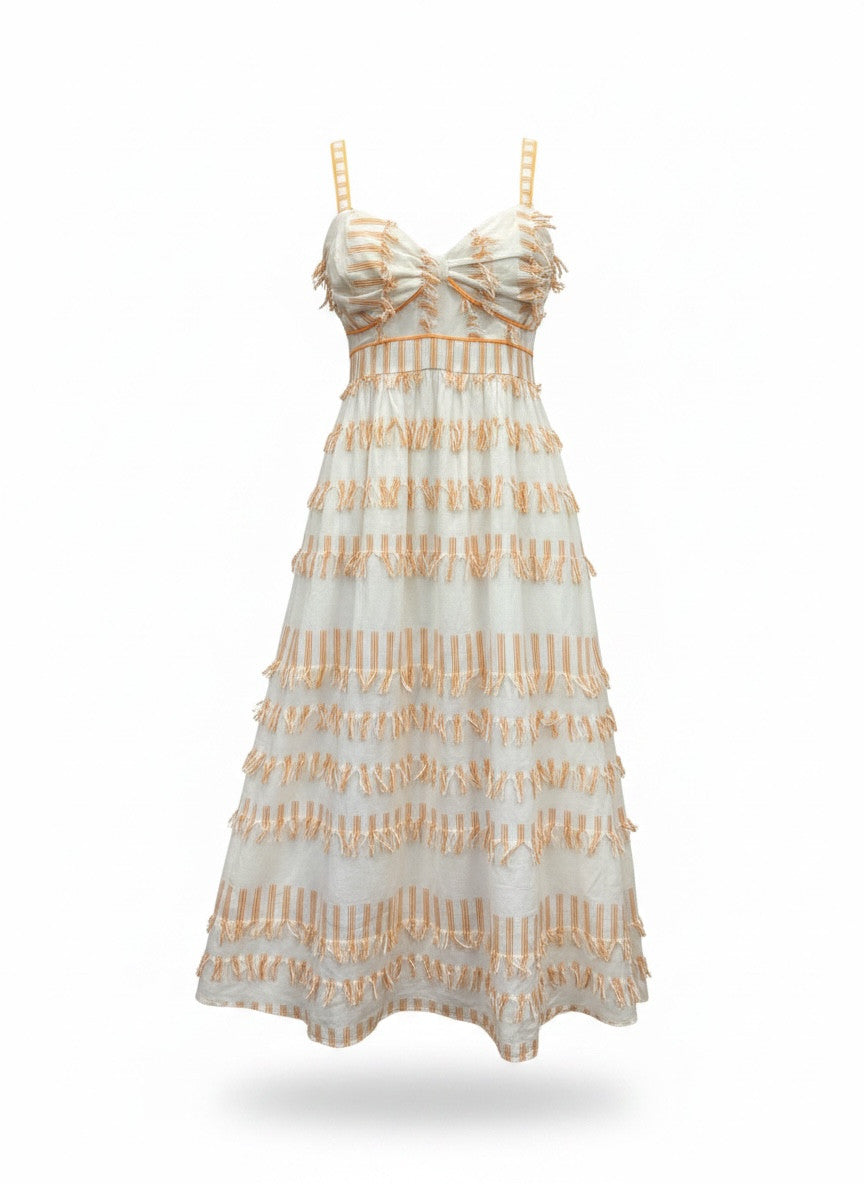 Karavan Olivia Dress – White & Orange – Size Medium