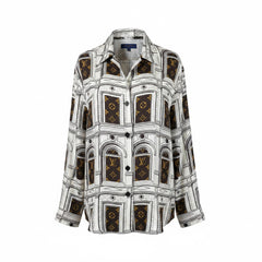 Camisa de pijama de seda Louis Vuitton x Fornasetti, estampado arquitectónico 2021