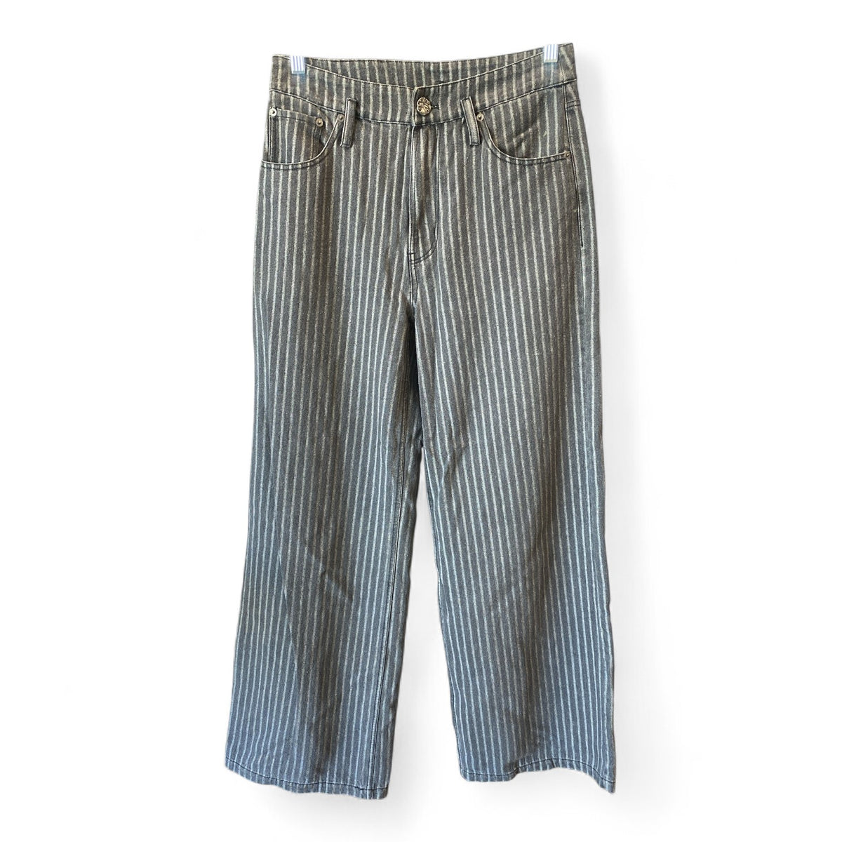 L’Amitié Striped Wide-Leg Jeans – Grey – Size Small