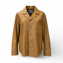 Loewe Anagram Nappa Lambskin Leather Shirt Jacket Tan Oversized - Size 40
