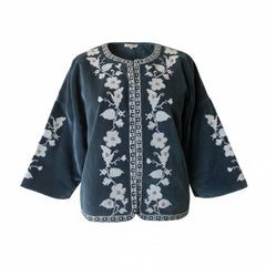 Lolly’s Laundry Teal Embroidered Jacket – Small