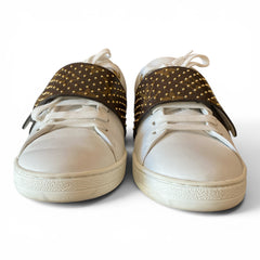 Louis Vuitton Frontrow White Leather Sneakers with Monogram Stud Strap - Size EU 36