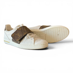 Louis Vuitton Frontrow White Leather Sneakers with Monogram Stud Strap - Size EU 36