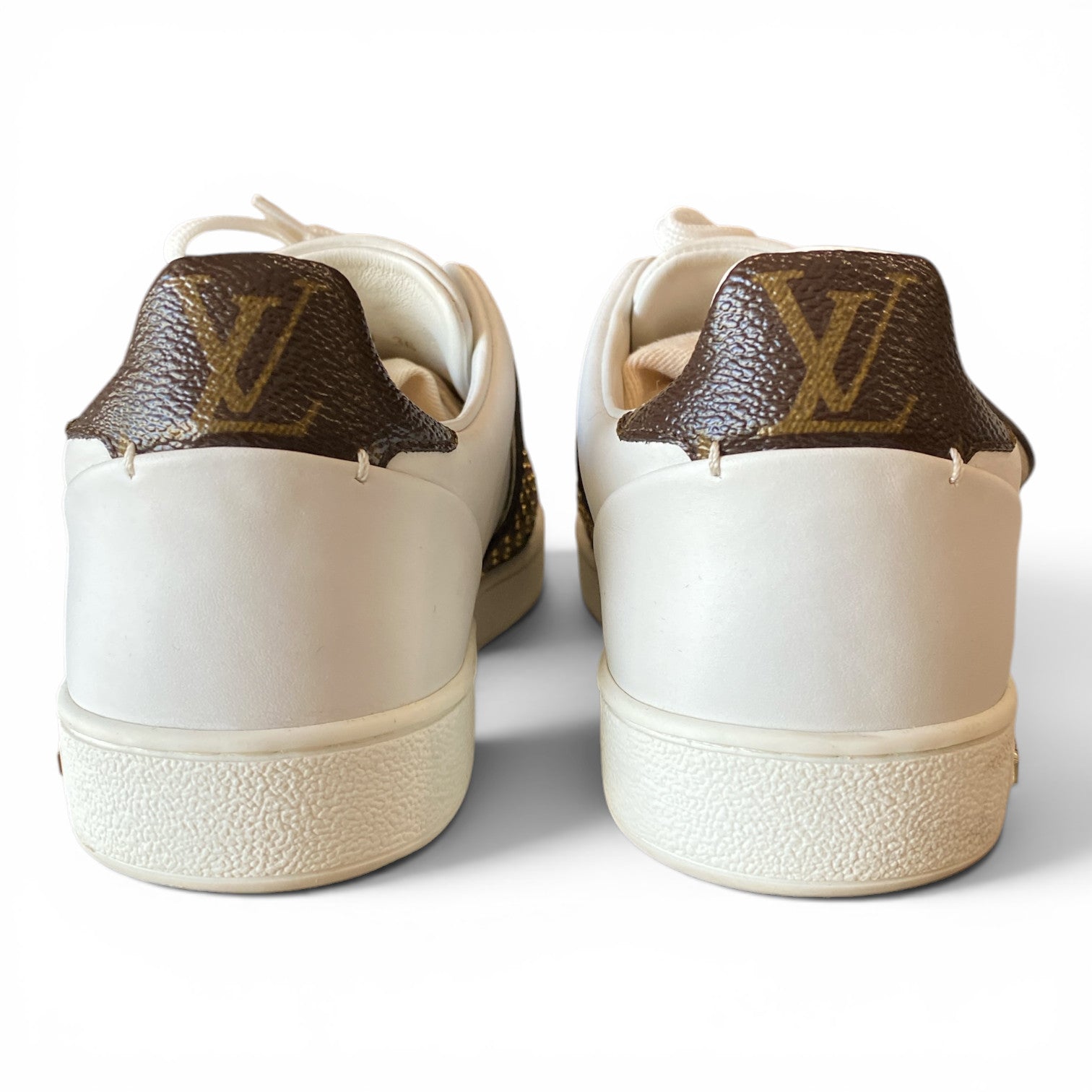 Louis Vuitton Frontrow White Leather Sneakers with Monogram Stud Strap - Size EU 36