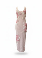 LoveShackFancy Shelburne Crochet Midi Dress – Pink Starfish Embellished Limited Edition Dress – Size Medium