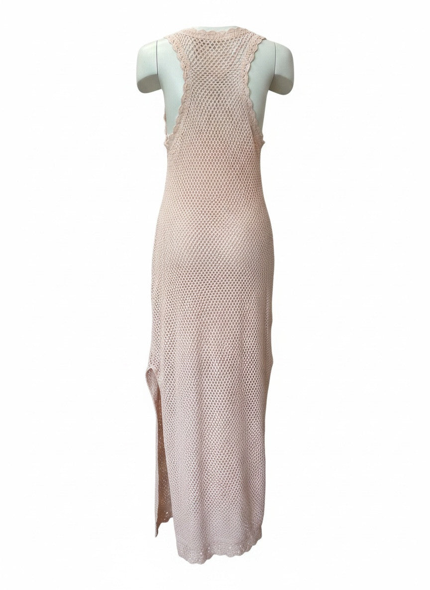 LoveShackFancy Shelburne Crochet Midi Dress – Pink Starfish Embellished Limited Edition Dress – Size Medium