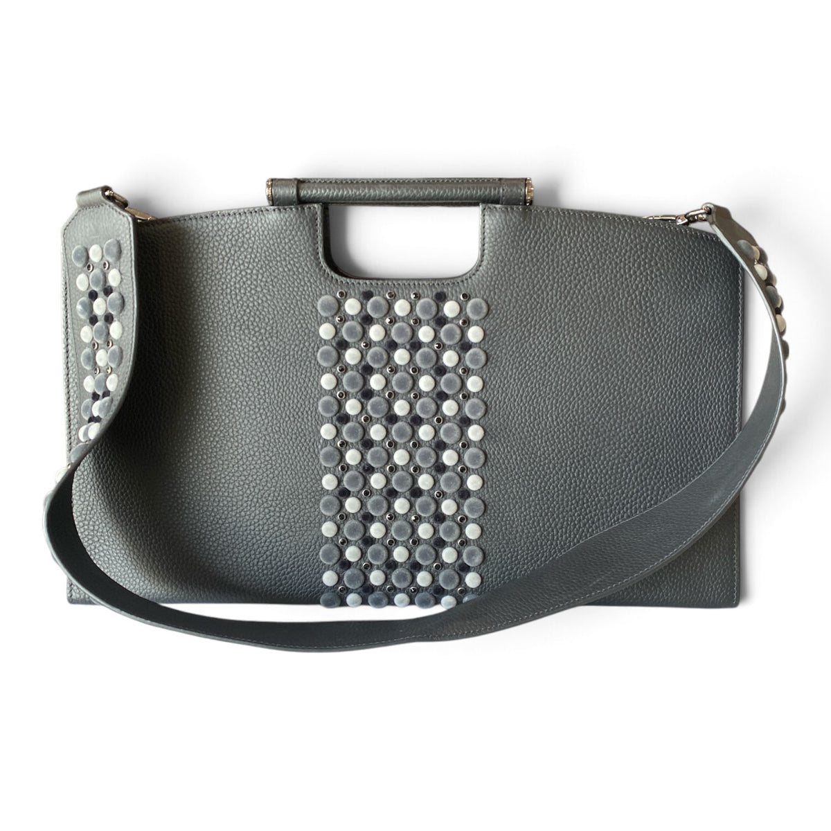 Marina Raphael Large Riviera Embellished Leather Bag – Black