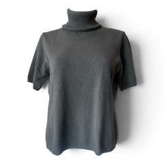 Madeleine Cashmere Roll-Neck Short-Sleeve Jumper – Black – Size 44–46