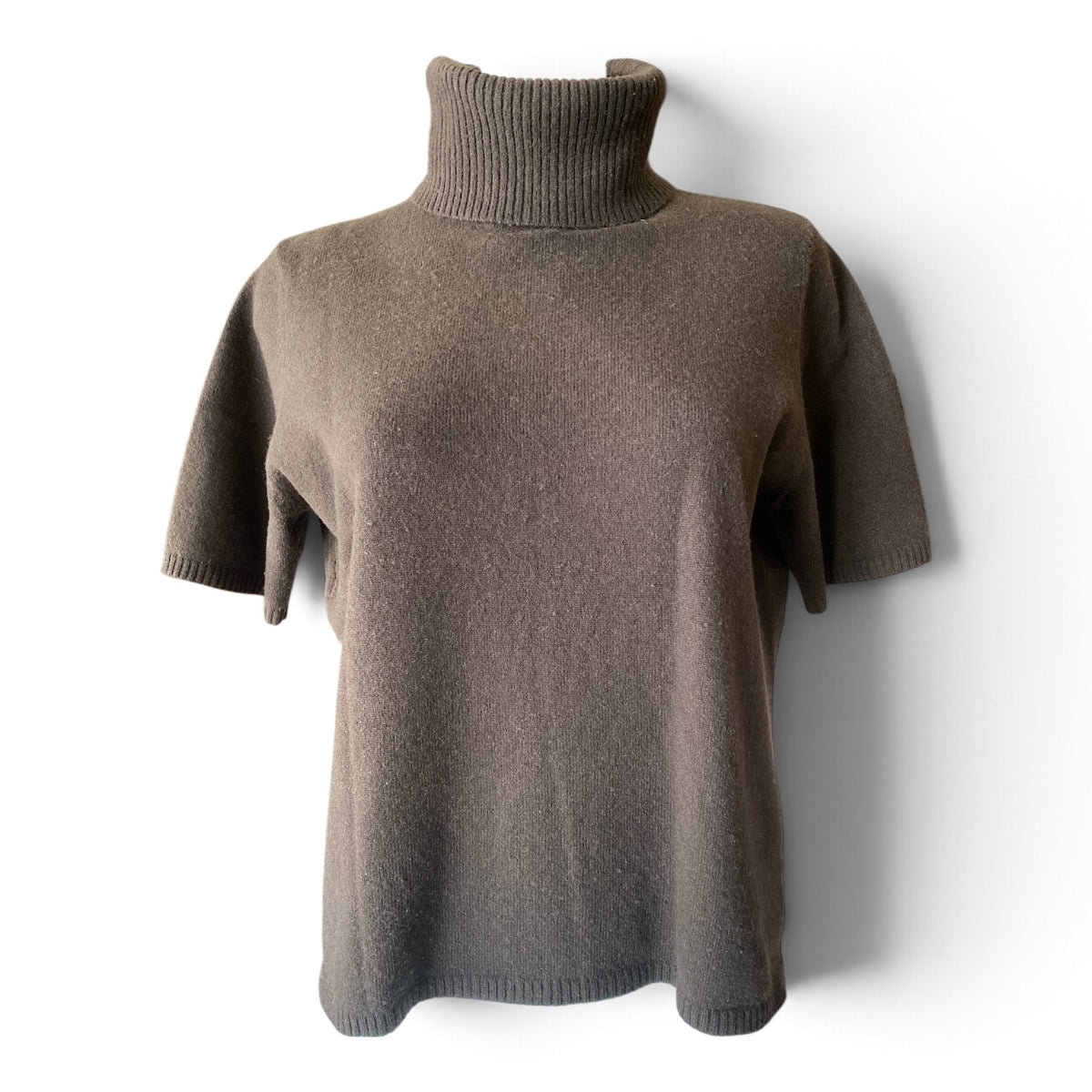 Madeleine Cashmere Roll-Neck Short-Sleeve Jumper – Brown – Size IT 44–46