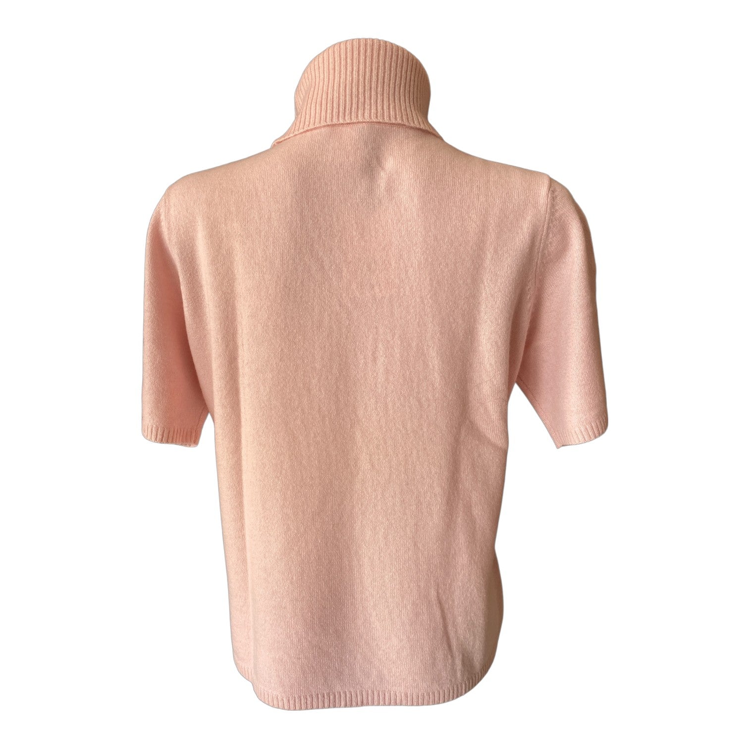 Madeleine Cashmere Roll-Neck Short-Sleeve Jumper – Light Pink – Size 44–46