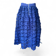 Maje Jardin Rosette Appliqué Midi Skirt Navy Blue – Size 38