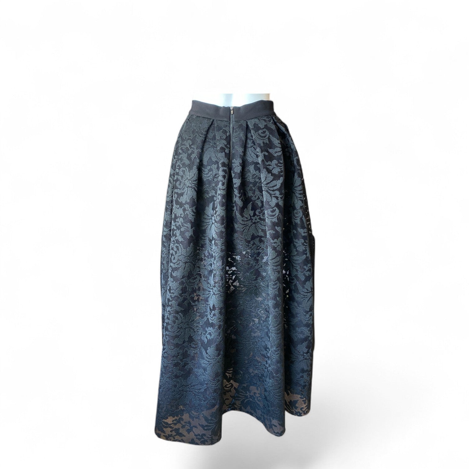 Maje Black Floral Lace Full Midi Skirt – Size 2