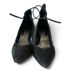 Maje Black Suede Ankle-Strap Pumps – Size 39