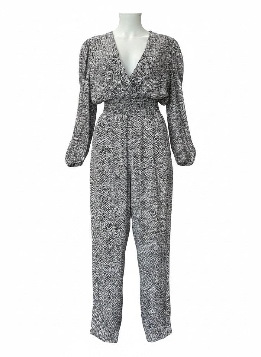 Maje Animal Print Long Sleeve Jumpsuit - Size 40