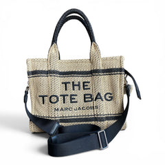 Marc Jacobs Medium Straw Tote Bag – Beige & Black