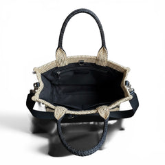 Marc Jacobs Medium Straw Tote Bag – Beige & Black