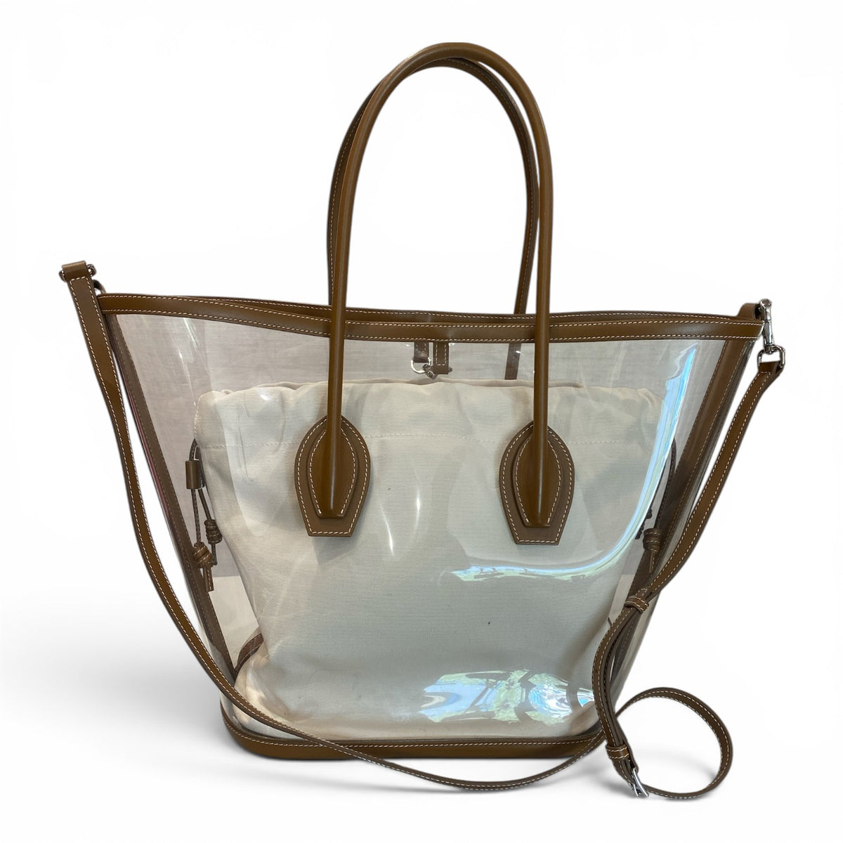 Marina Raphael Porter Bag – Clear PVC & Camel Nappa Leather