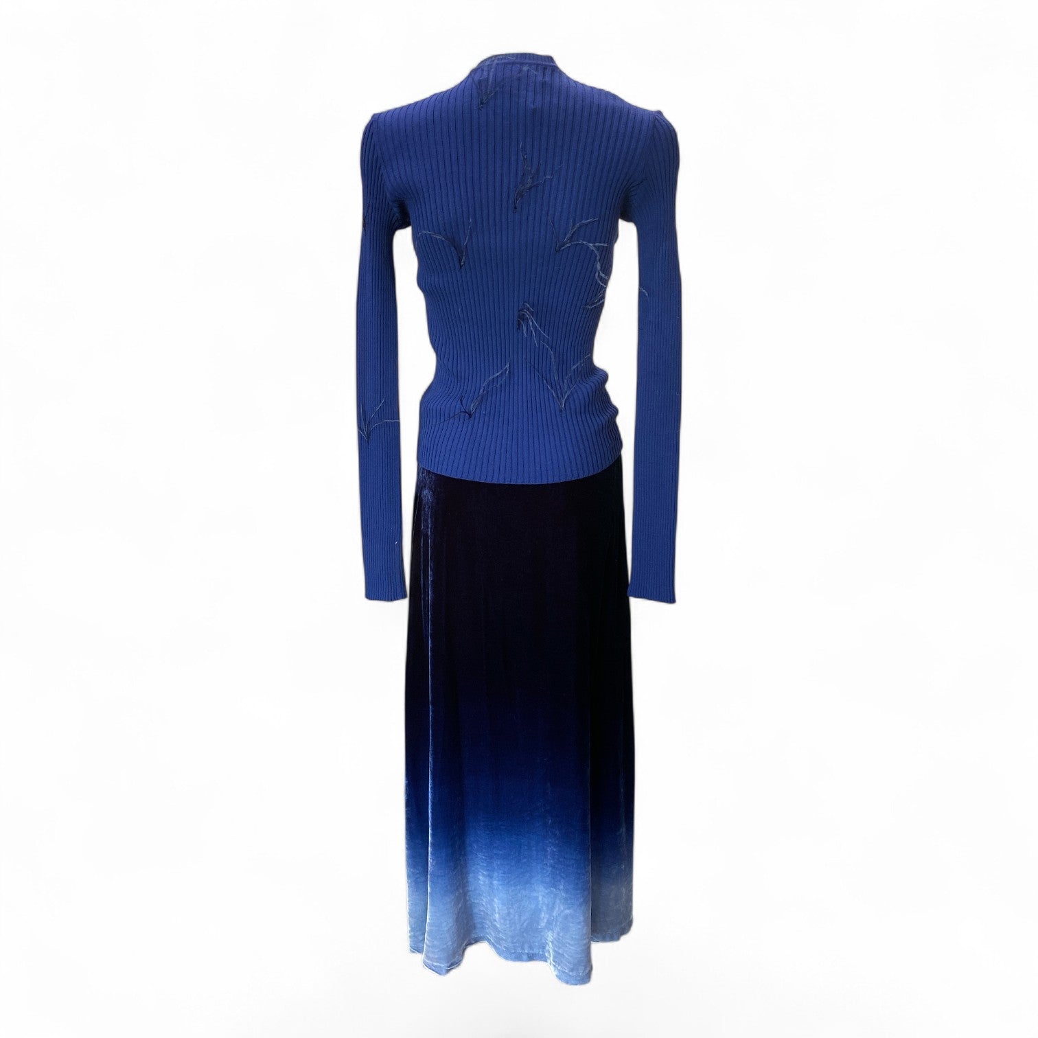 Marques'Almeida Ombré Velvet Skirt & Feather Detail Top Set