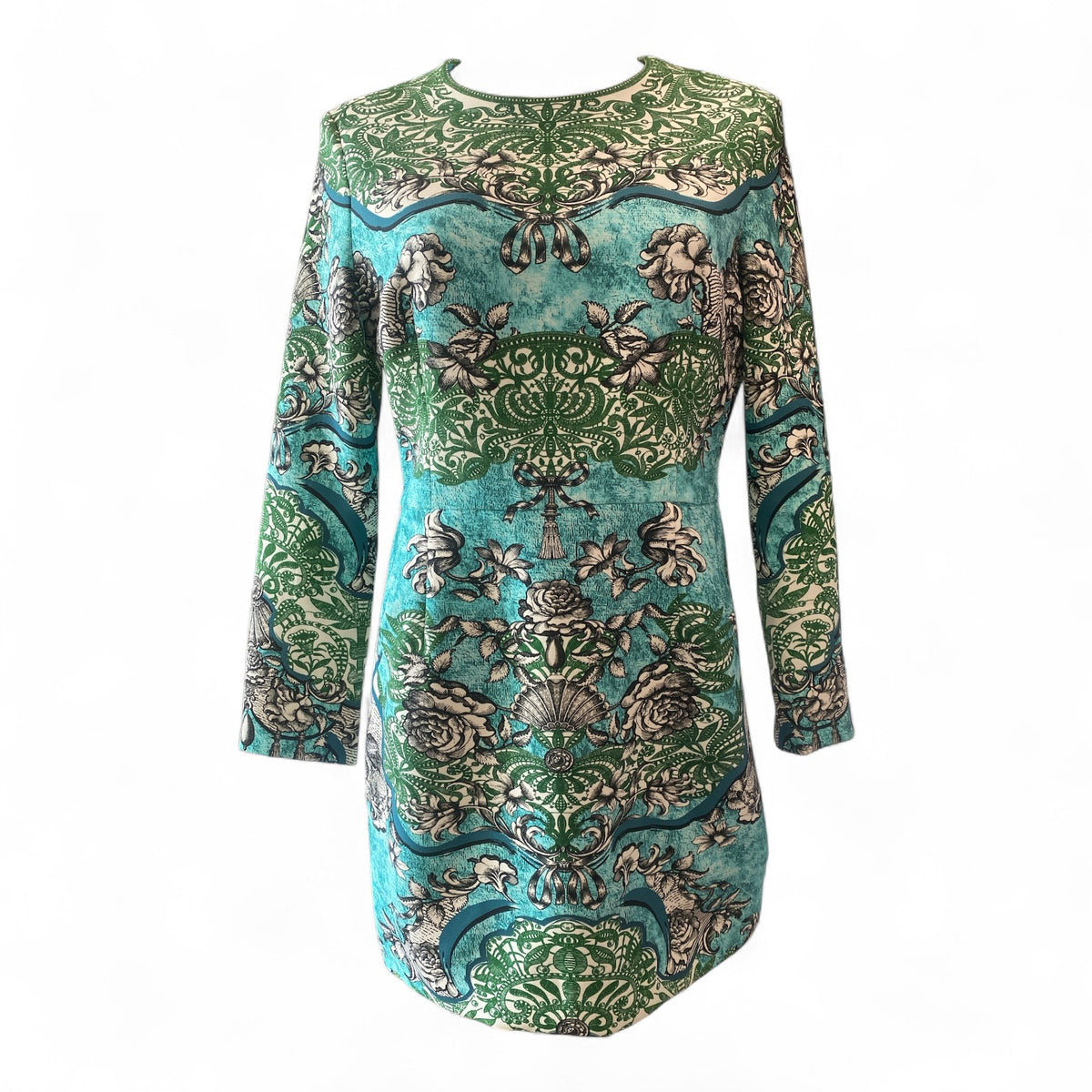 Mary Katrantzou Naomi Printed Dress Green Turquoise – USA 10