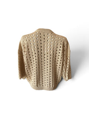Max Mara Ottuso Open-Stitch Cotton V-Neck Sweater – Cream – Small