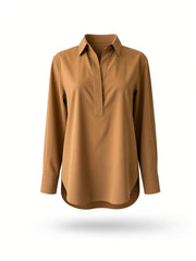 Max Mara Silk Long-Sleeve Blouse – Camel – Size 38