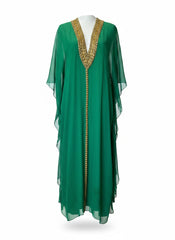Melissa Odabash x Julien Macdonald Embellished Silk Kaftan – Emerald Green – One Size