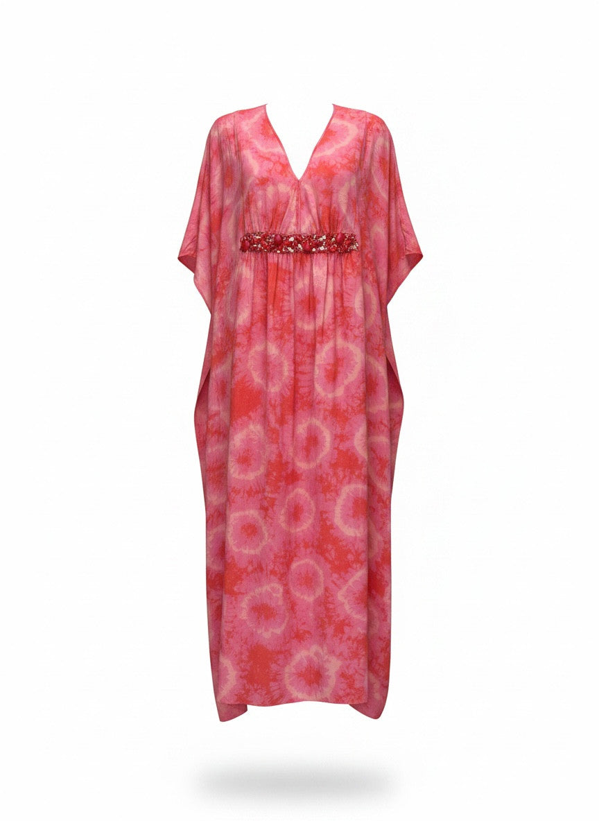 Michael Kors Tie-Dye Georgette Kaftan Maxi Dress - Size Large