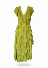 Milla Green Ruffle Tiered Midi Dress
