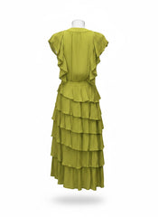 Milla Green Ruffle Tiered Midi Dress